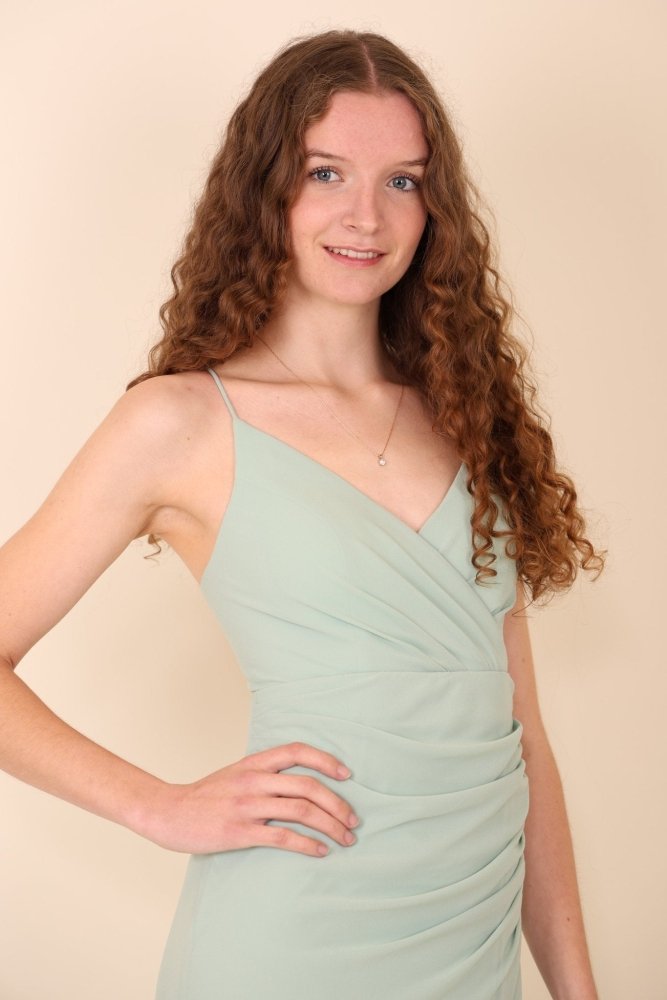 figurbetontes Chiffonkleid, mint - Dein Kleiderladen