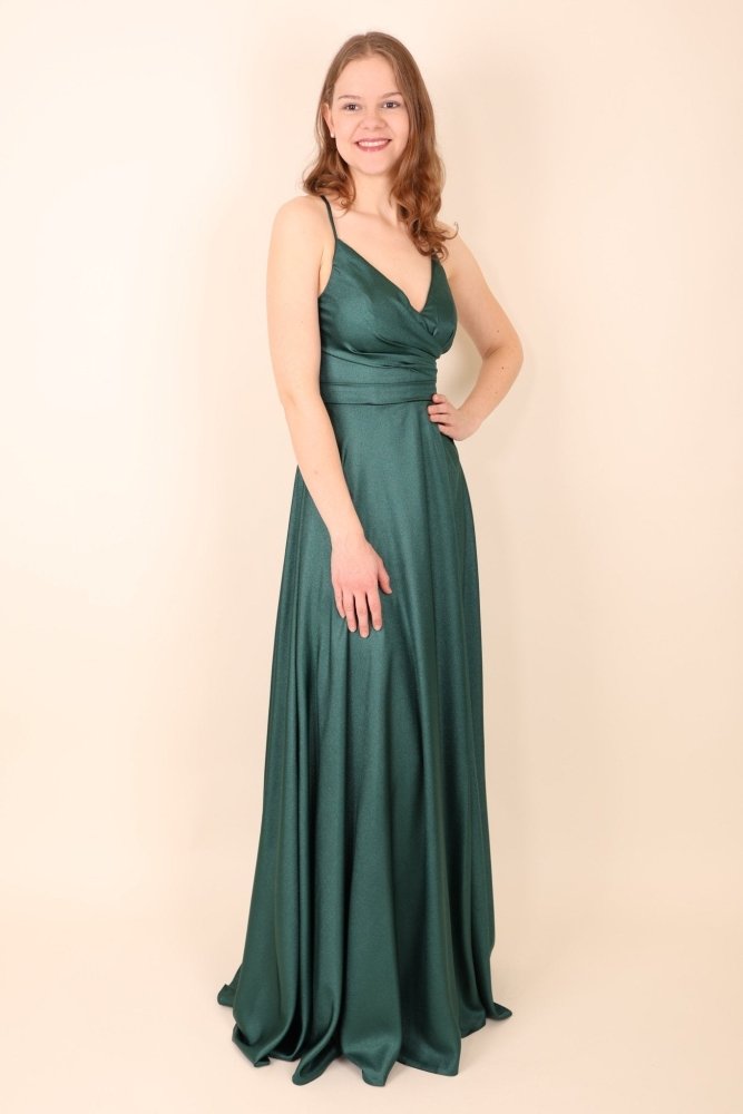 Glitzer Schnürkleid, dunkelgrün - Dein Kleiderladen