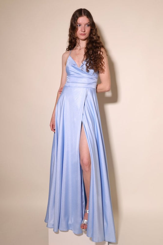 Glitzer Schnürkleid, hellblau - Dein Kleiderladen