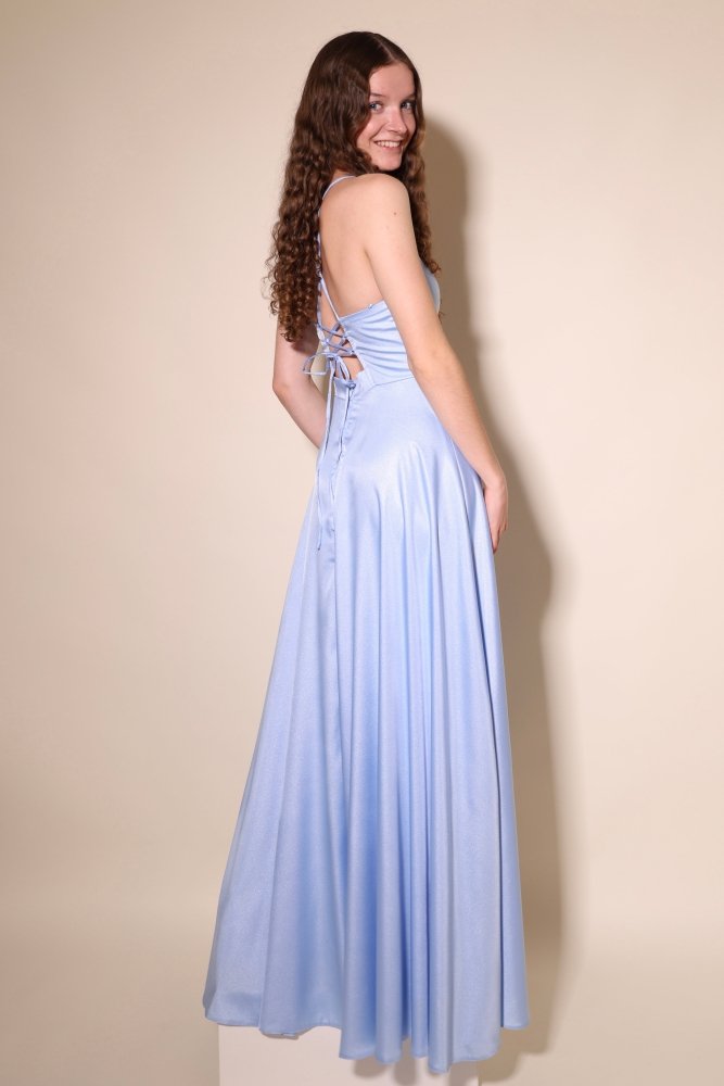 Glitzer Schnürkleid, hellblau - Dein Kleiderladen