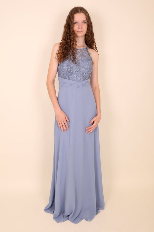 hochgeschlossenes Abendkleid, hellblau - Dein Kleiderladen