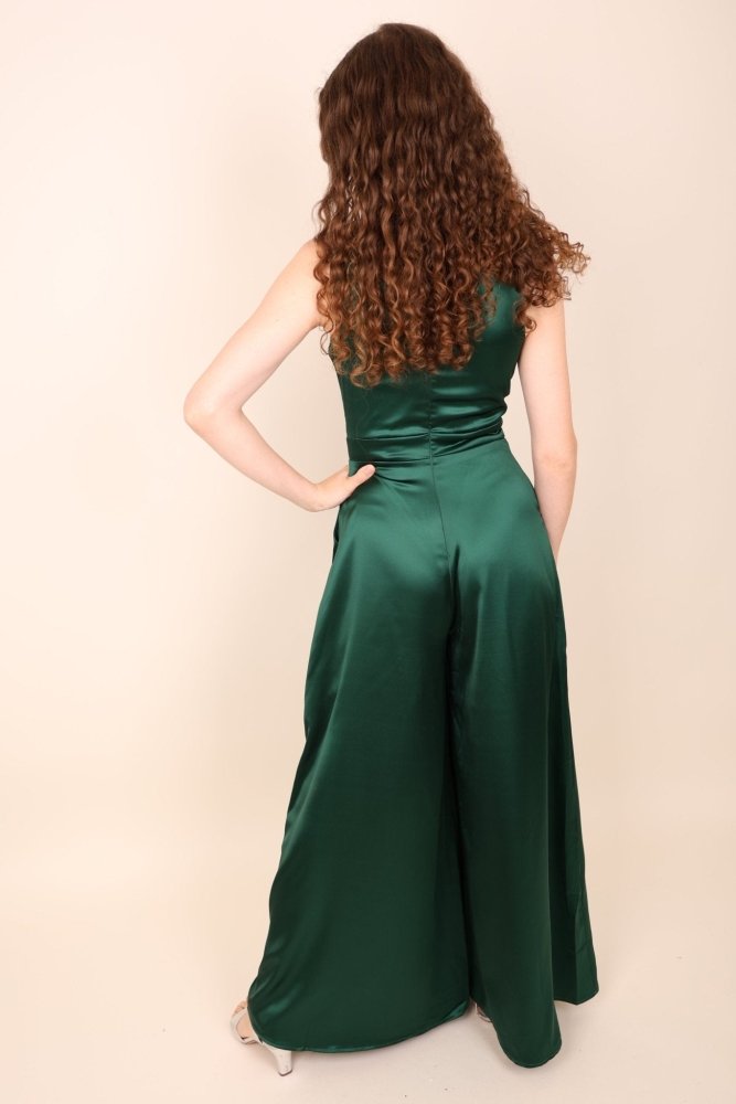 Jumpsuit aus Satin, dunkelgrün - Dein Kleiderladen