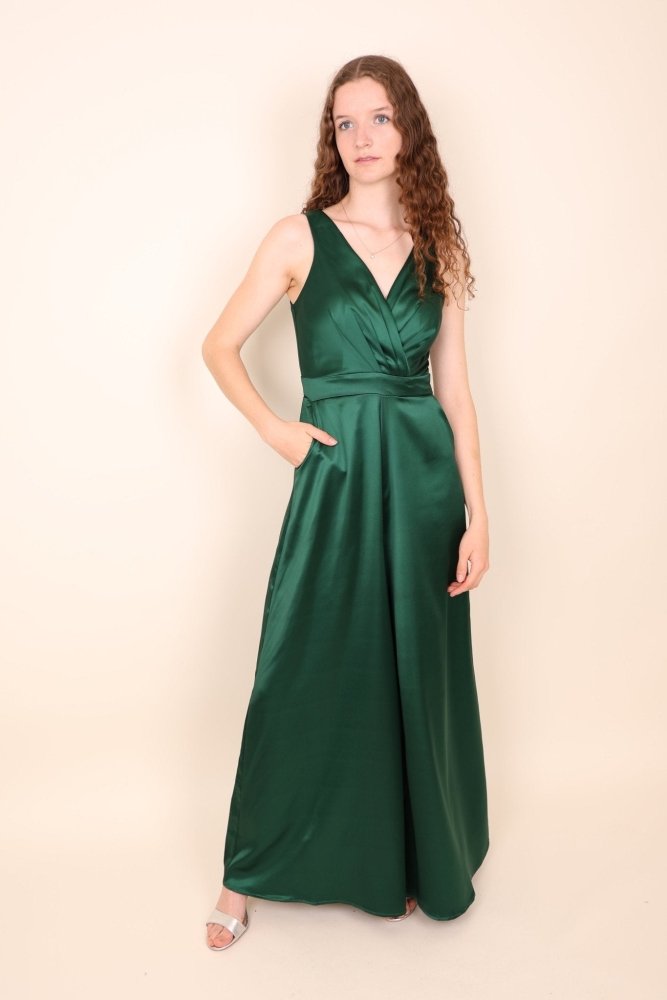 Jumpsuit aus Satin, dunkelgrün - Dein Kleiderladen