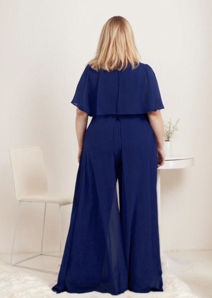 Jumpsuit mit Raffungen und Ärmeln, dunkelblau - Dein Kleiderladen