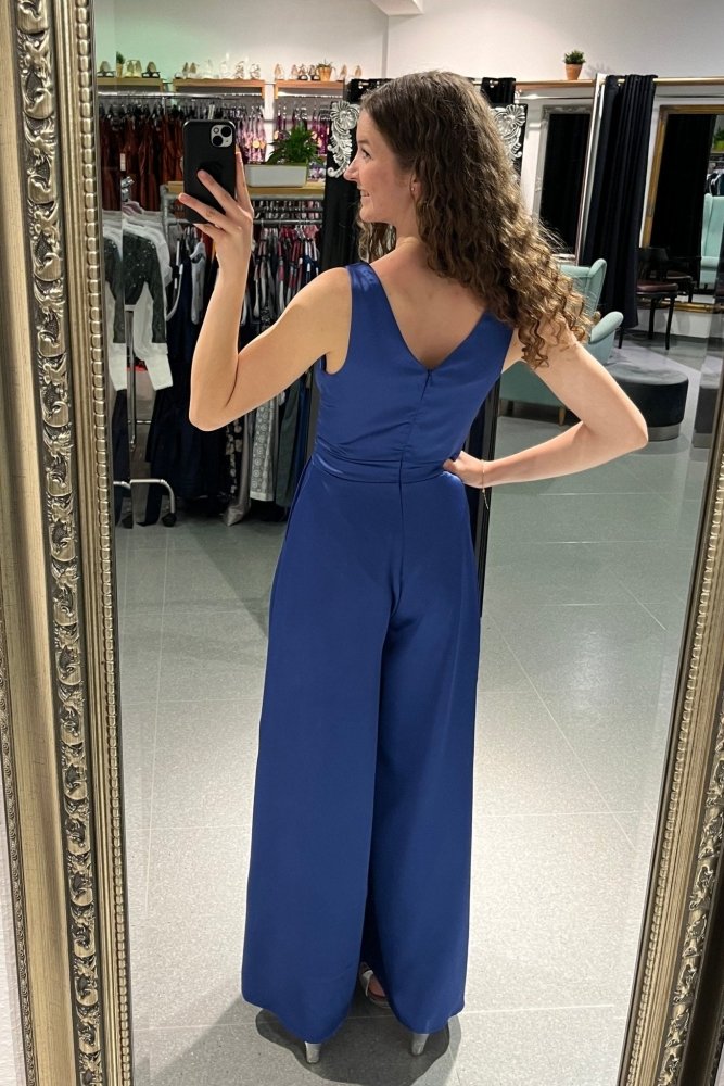Satin - Jumpsuit royalblau - Dein Kleiderladen