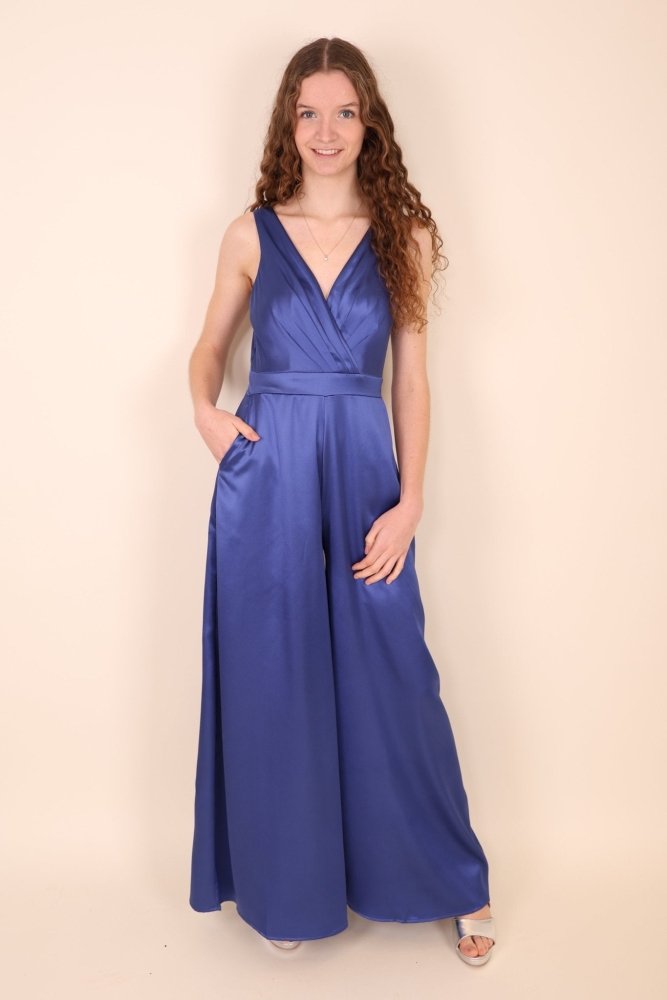 Satin - Jumpsuit royalblau - Dein Kleiderladen