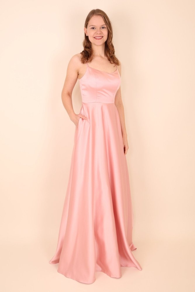 Satinkleid mit Tüll, rosa - Dein Kleiderladen
