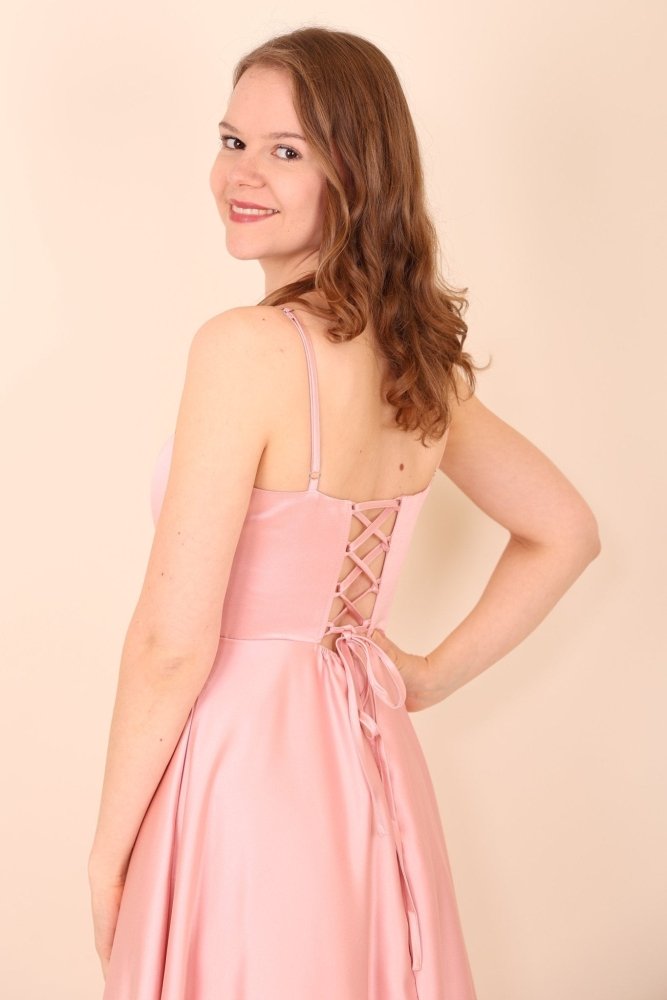Satinkleid mit Tüll, rosa - Dein Kleiderladen