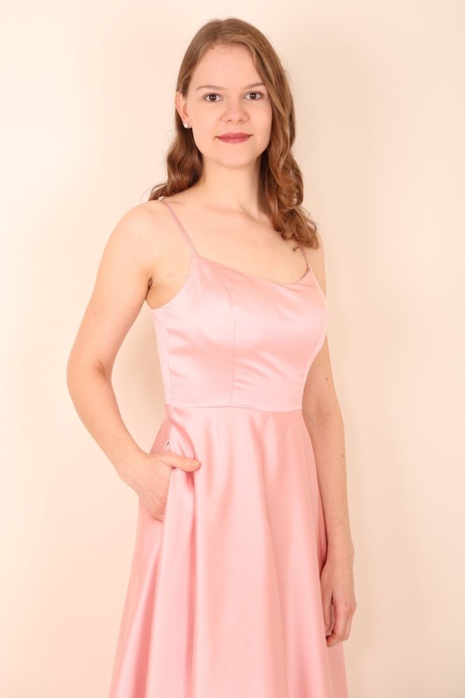 Satinkleid mit Tüll, rosa - Dein Kleiderladen