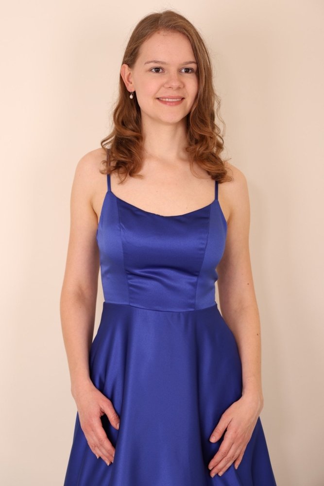 Satinkleid mit Tüll, royalblau - Dein Kleiderladen