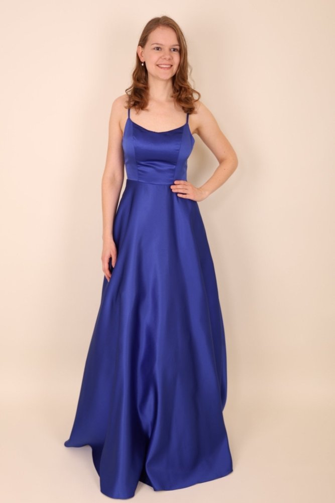 Satinkleid mit Tüll, royalblau - Dein Kleiderladen