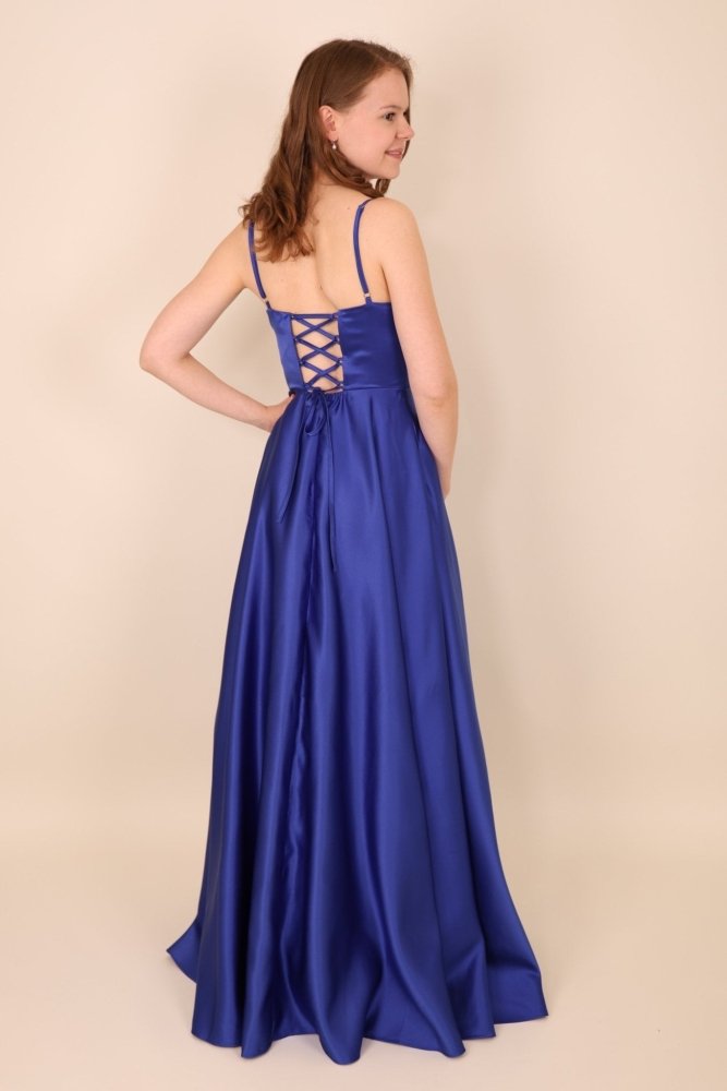 Satinkleid mit Tüll, royalblau - Dein Kleiderladen