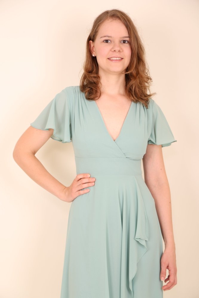 schlichtes Abendkleid mit Ärmeln, mint - Dein Kleiderladen