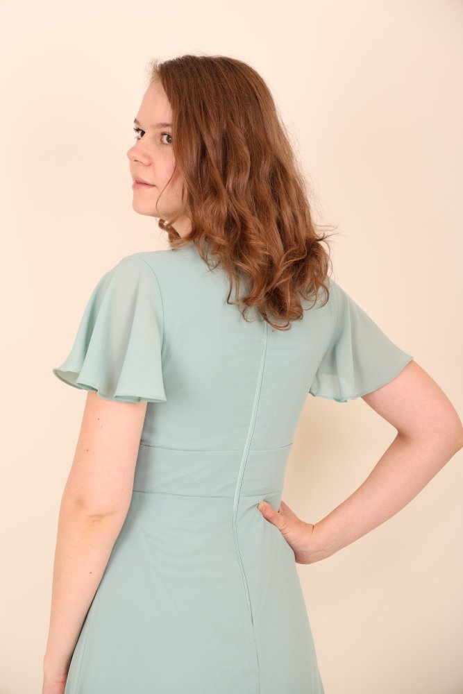 schlichtes Abendkleid mit Ärmeln, mint - Dein Kleiderladen