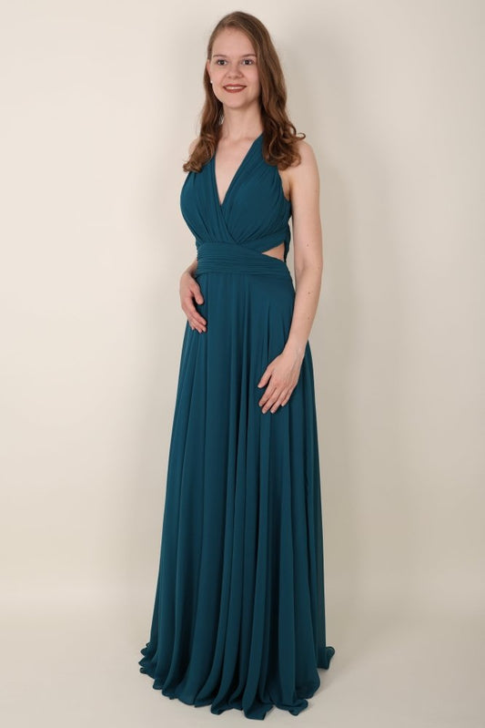 schlichtes Abendkleid, petrol - Dein Kleiderladen