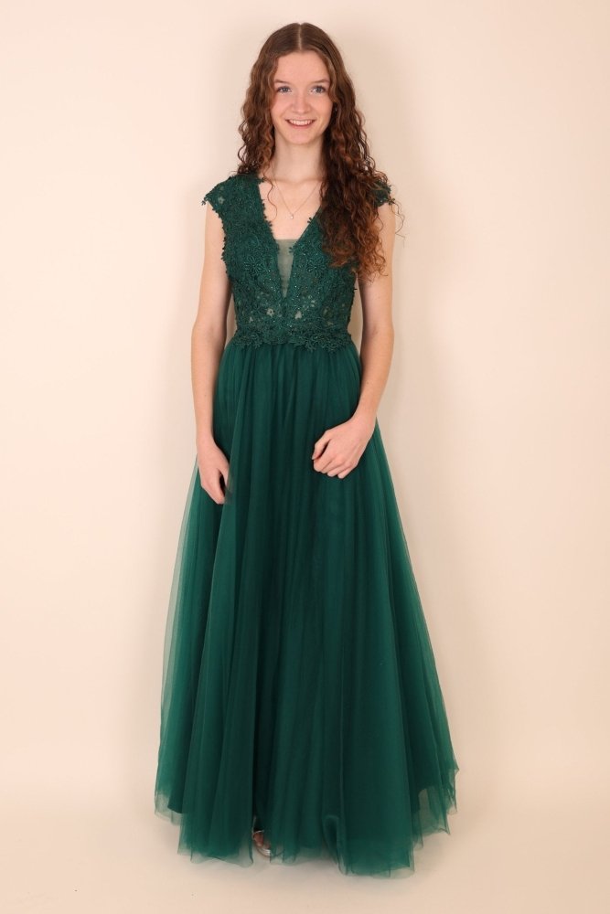 Tüllkleid Leana, dunkelgrün - Dein Kleiderladen