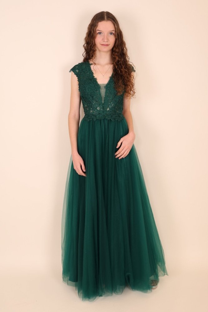 Tüllkleid Leana, dunkelgrün - Dein Kleiderladen