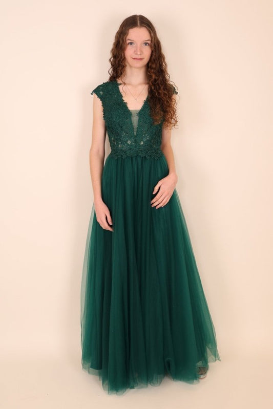 Tüllkleid Leana, dunkelgrün - Dein Kleiderladen