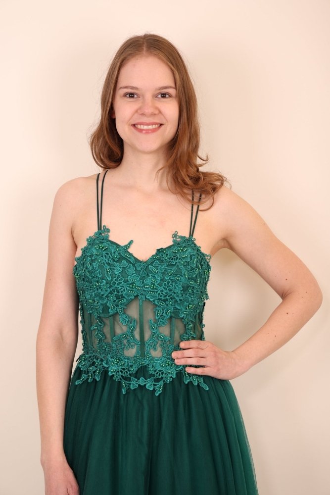 Tüllkleid mit Korsett, dunkelgrün - Dein Kleiderladen