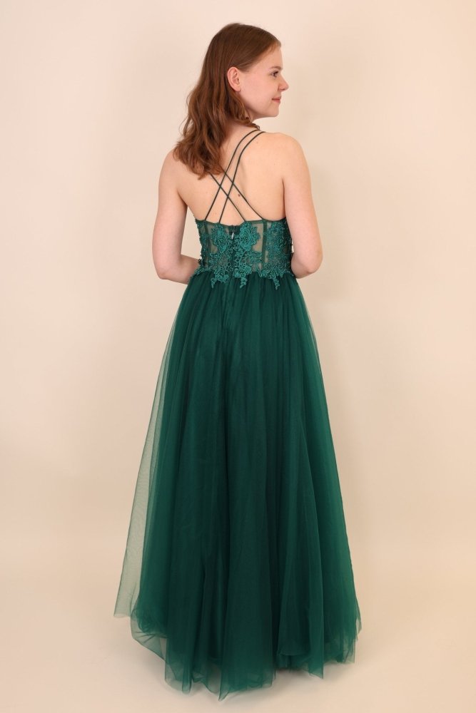 Tüllkleid mit Korsett, dunkelgrün - Dein Kleiderladen