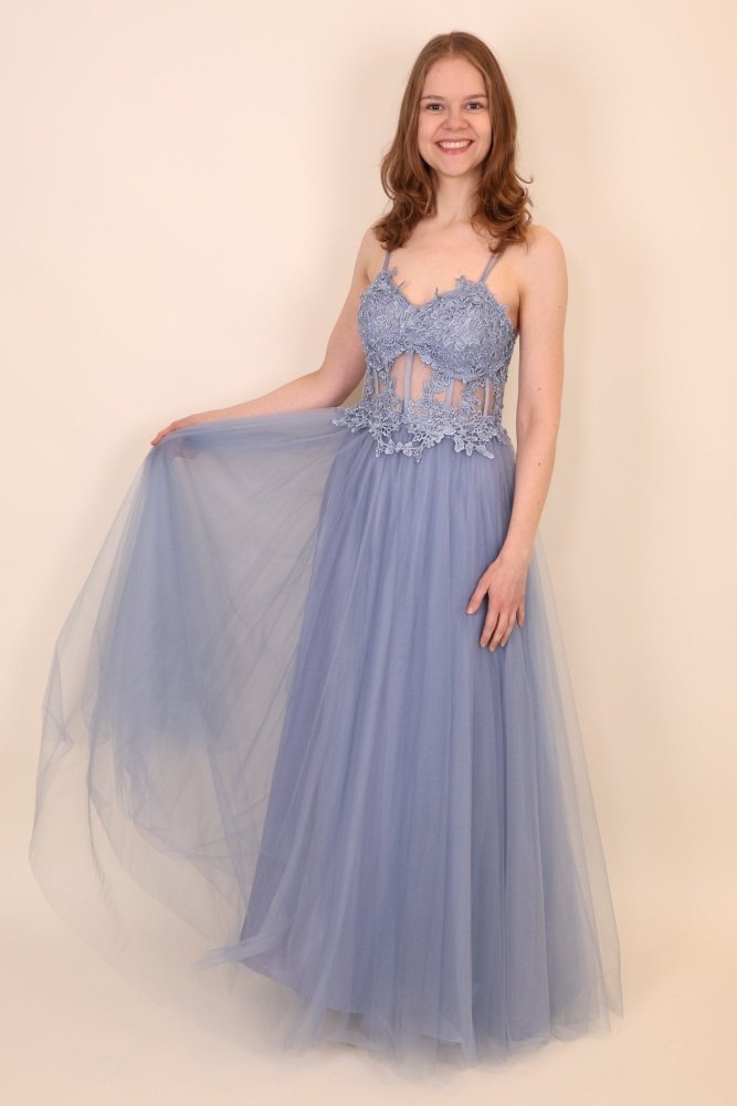 Tüllkleid mit Korsett, hellblau - Dein Kleiderladen