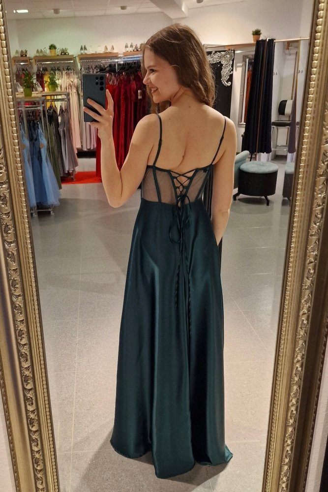 Ballkleid - Abendkleid mit Schnürung, dunkelgrün - Dein Kleiderladen