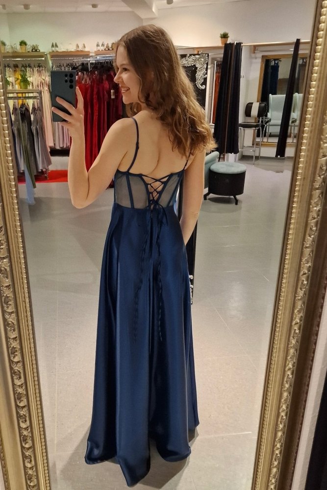 Ballkleid - Abendkleid mit Schnürung, petrol - Dein Kleiderladen