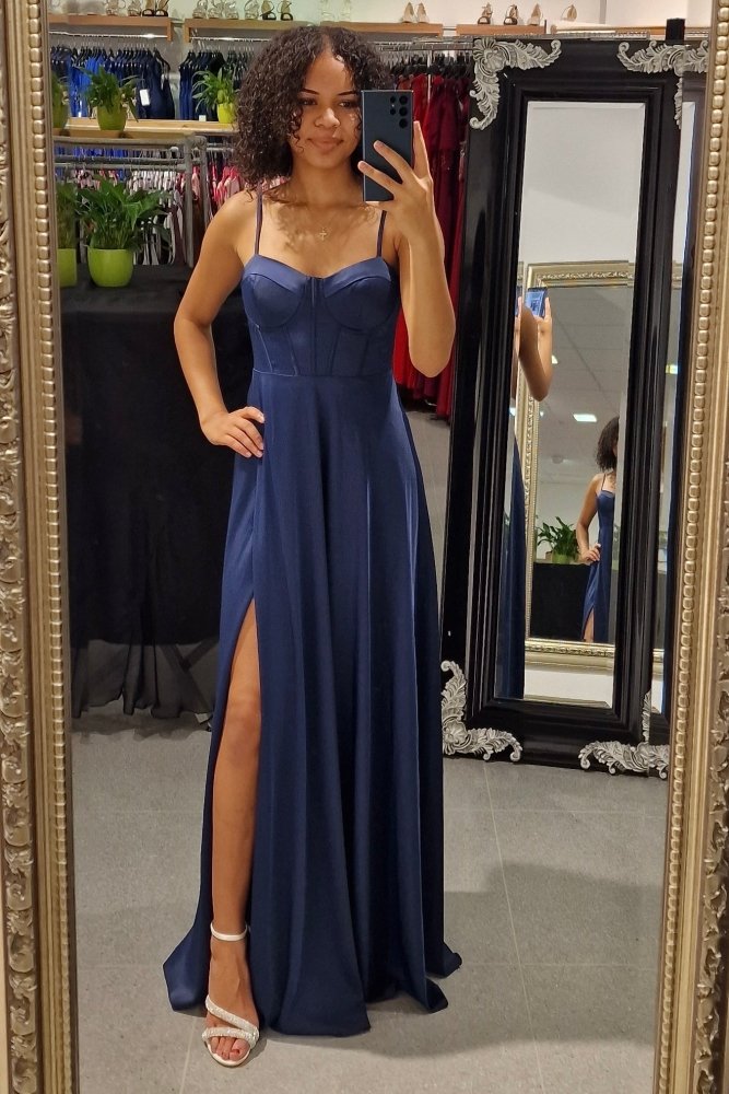 Ballkleid mit Corsage, marineblau - Dein Kleiderladen