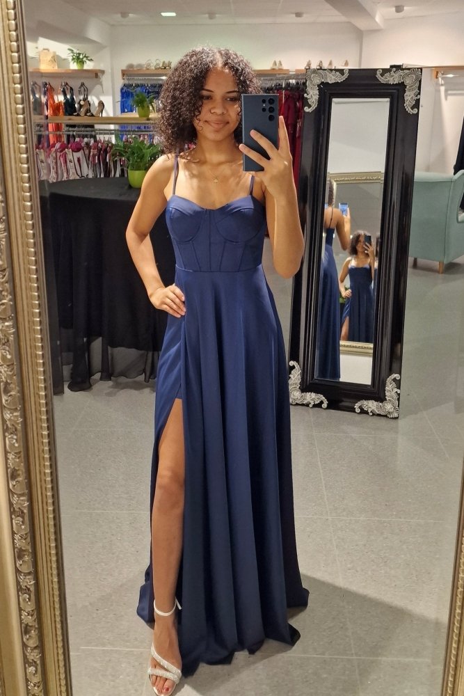 Ballkleid mit Corsage, marineblau - Dein Kleiderladen