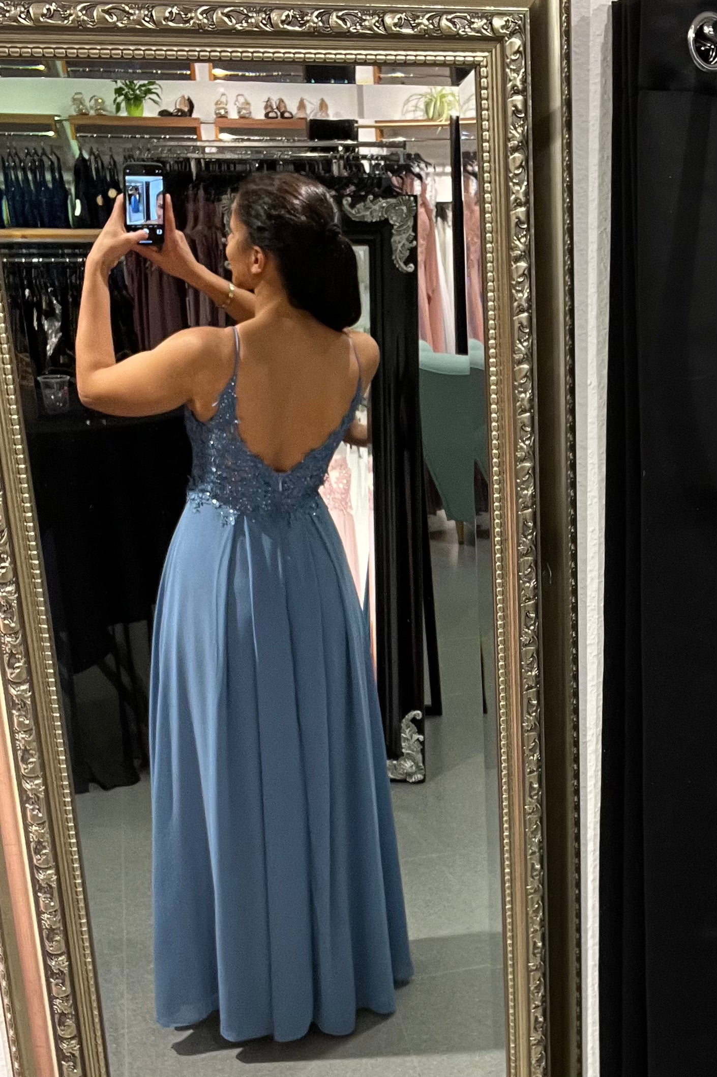 elegantes Ballkleid, graublau - Dein Kleiderladen