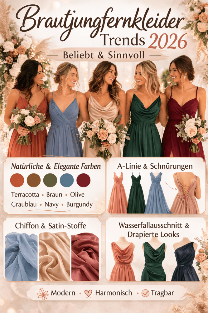 Brautjungfernkleider Trends 2026 – beliebte Farben, Schnitte und Stoffe - Dein Kleiderladen