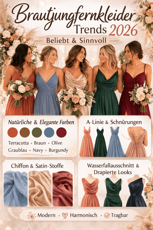 Brautjungfernkleider Trends 2026 – beliebte Farben, Schnitte und Stoffe - Dein Kleiderladen