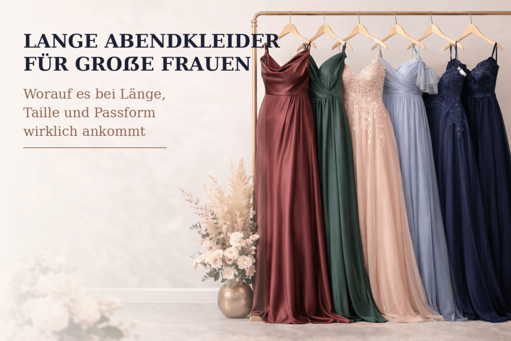 Lange Abendkleider für große Frauen: Worauf es bei Länge, Taille und P