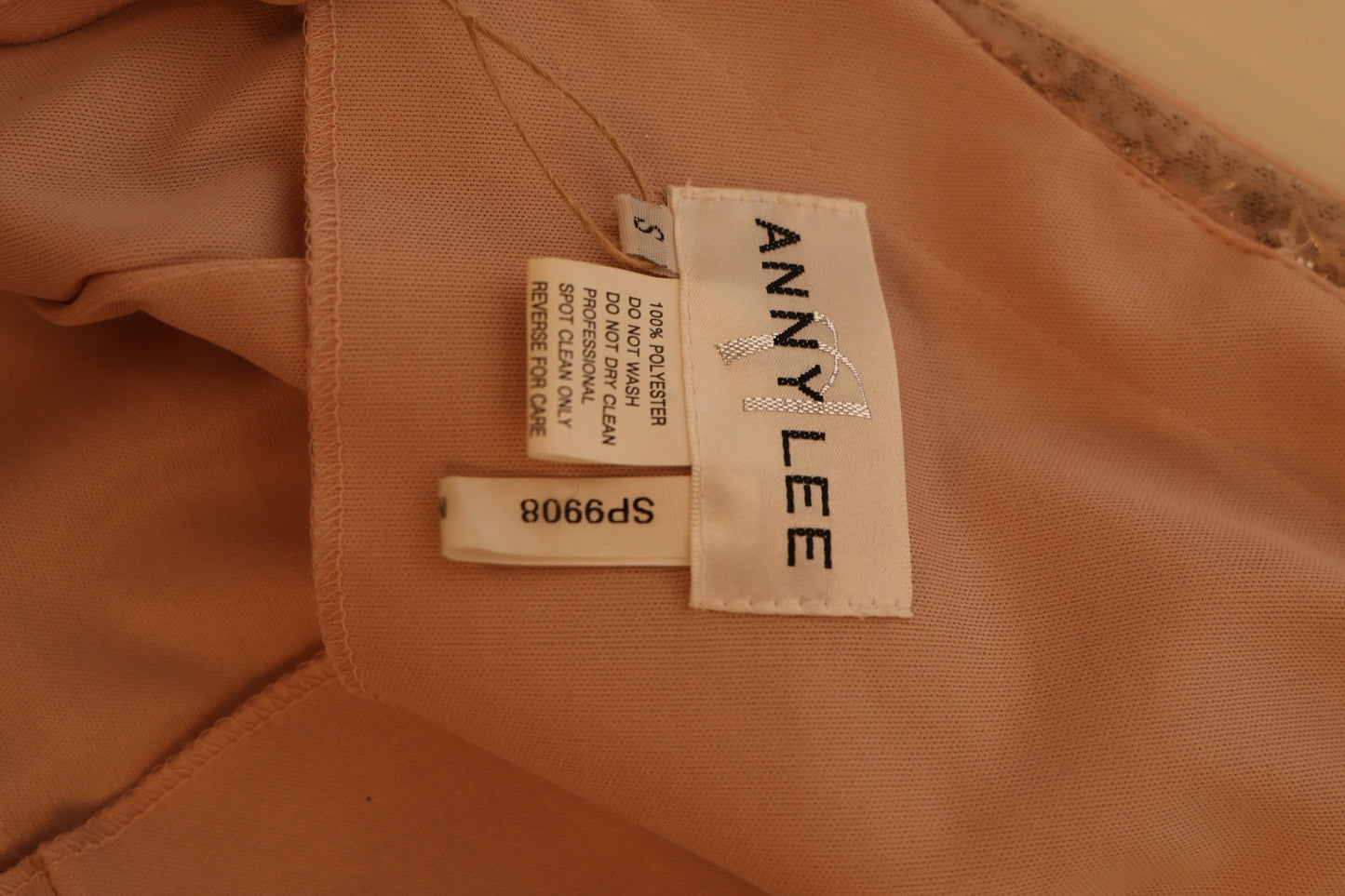 Second Hand enges, funkelndes Abendkleid, lachs/gold