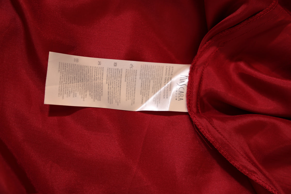 Second Hand Chiffonabendkleid mit funkelnden Glitzersteinen, dunkelrot