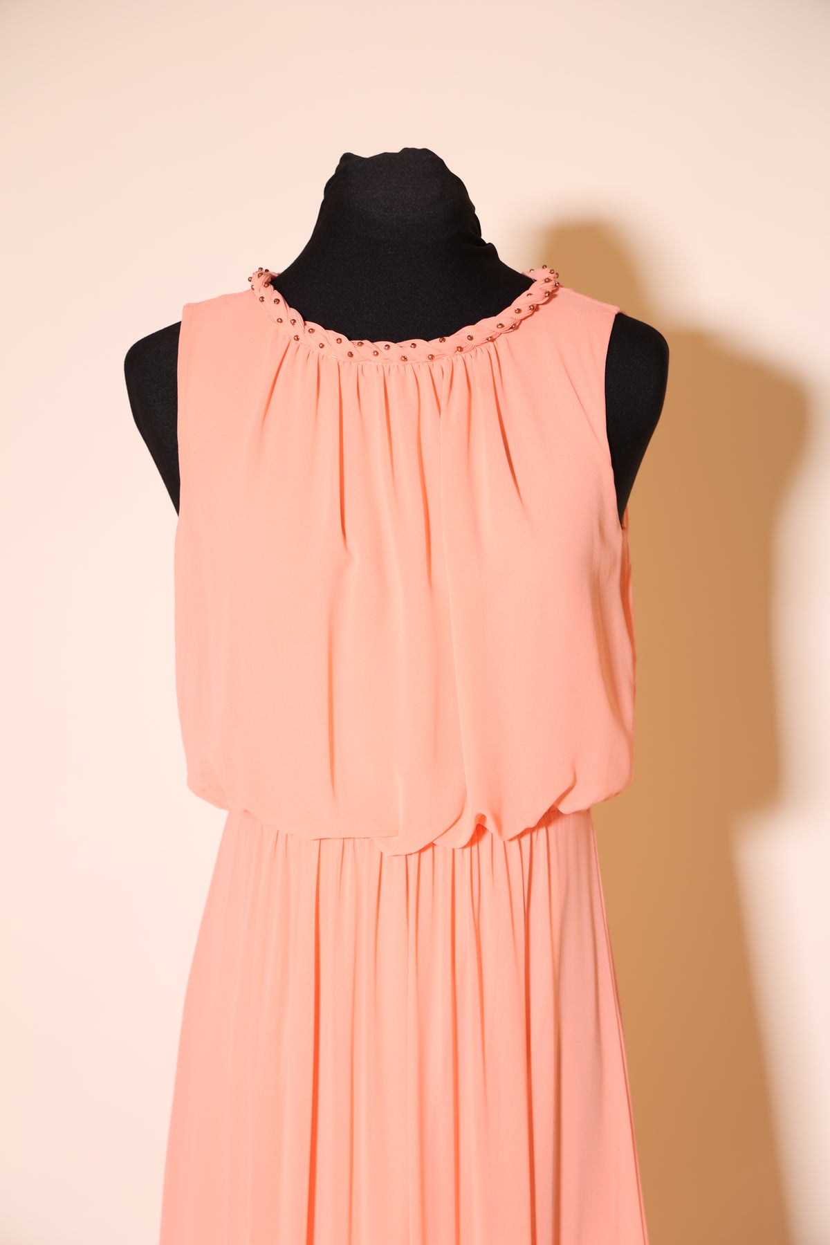 Second Hand elegantes Chiffonkleid, korall