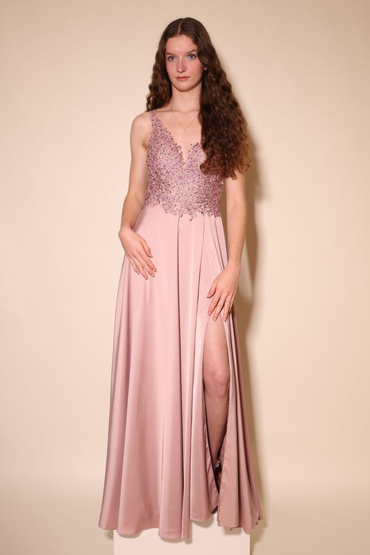 Abendkleid mit Spitze, rosa