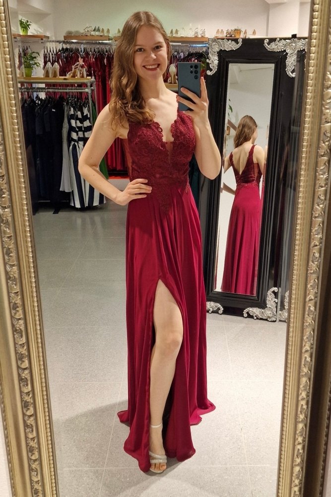 Abendkleid Alina, dunkelrot - Dein Kleiderladen