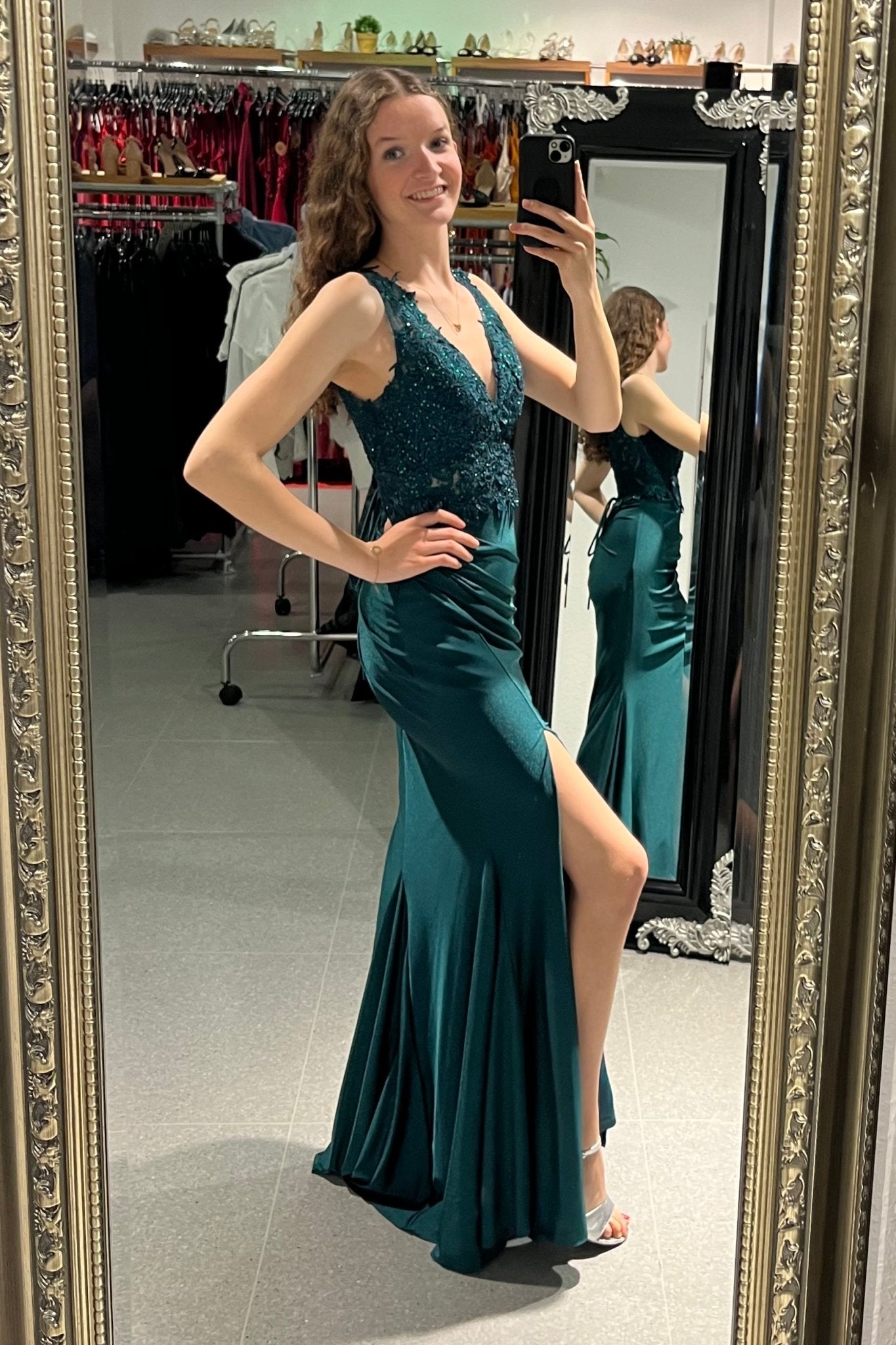 Abendkleid Mariana, dunkelgrün - Dein Kleiderladen