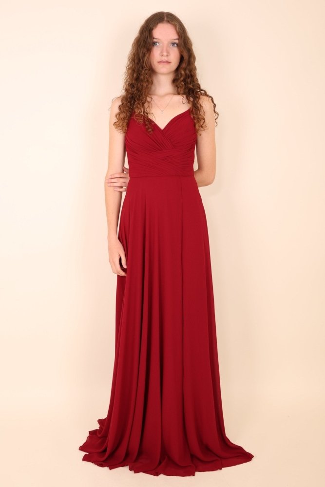 Abendkleid mit Raffungen, dunkelrot - Dein Kleiderladen