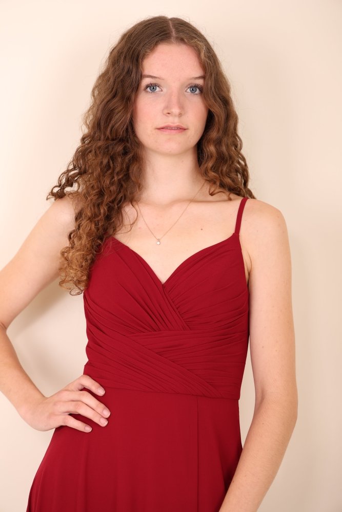 Abendkleid mit Raffungen, dunkelrot - Dein Kleiderladen