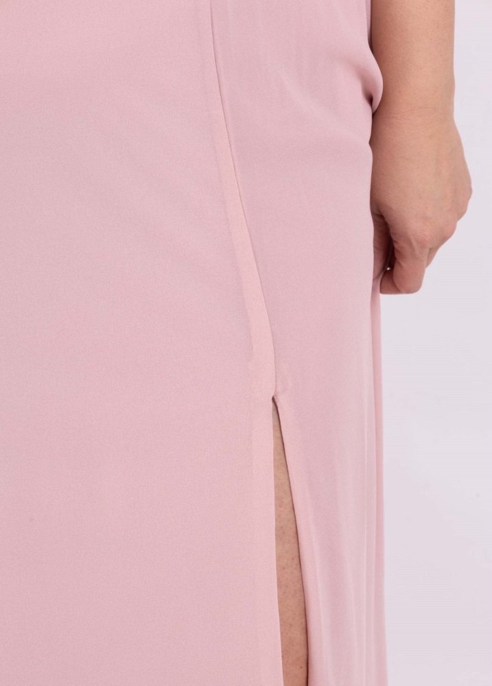Abendkleid mit Raffungen und Carmen - Ausschnitt, rosa - Dein Kleiderladen