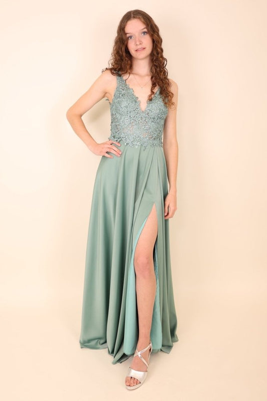Abendkleid mit Spitze, mint - Dein Kleiderladen