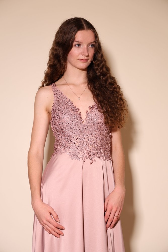 Abendkleid mit Spitze, rosa - Dein Kleiderladen