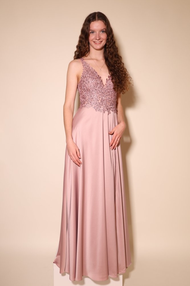 Abendkleid mit Spitze, rosa - Dein Kleiderladen