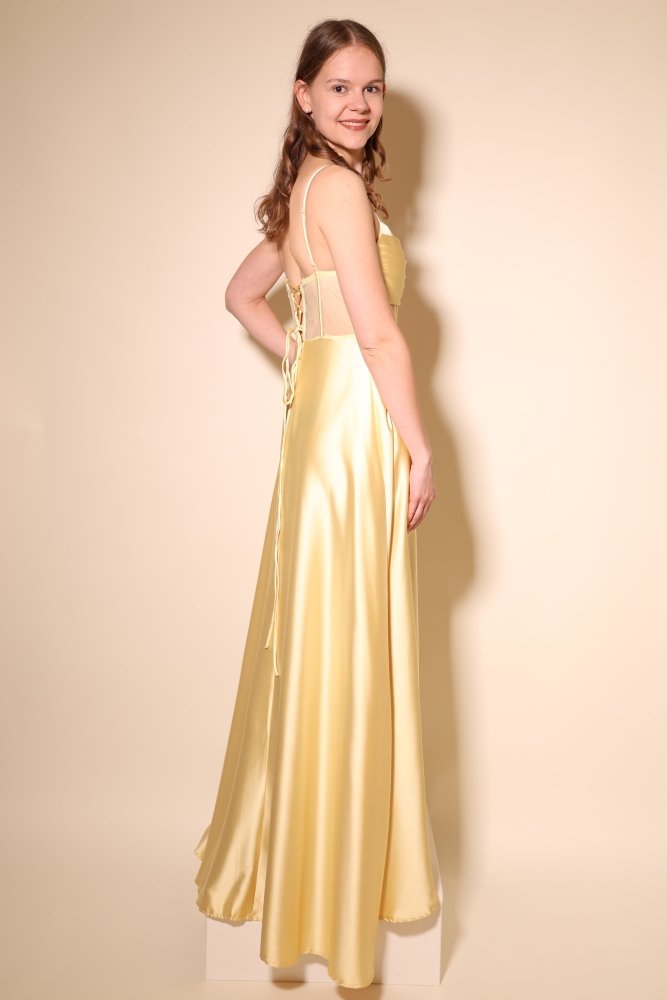 Ballkleid - Abendkleid mit Schnürung, buttergelb - Dein Kleiderladen