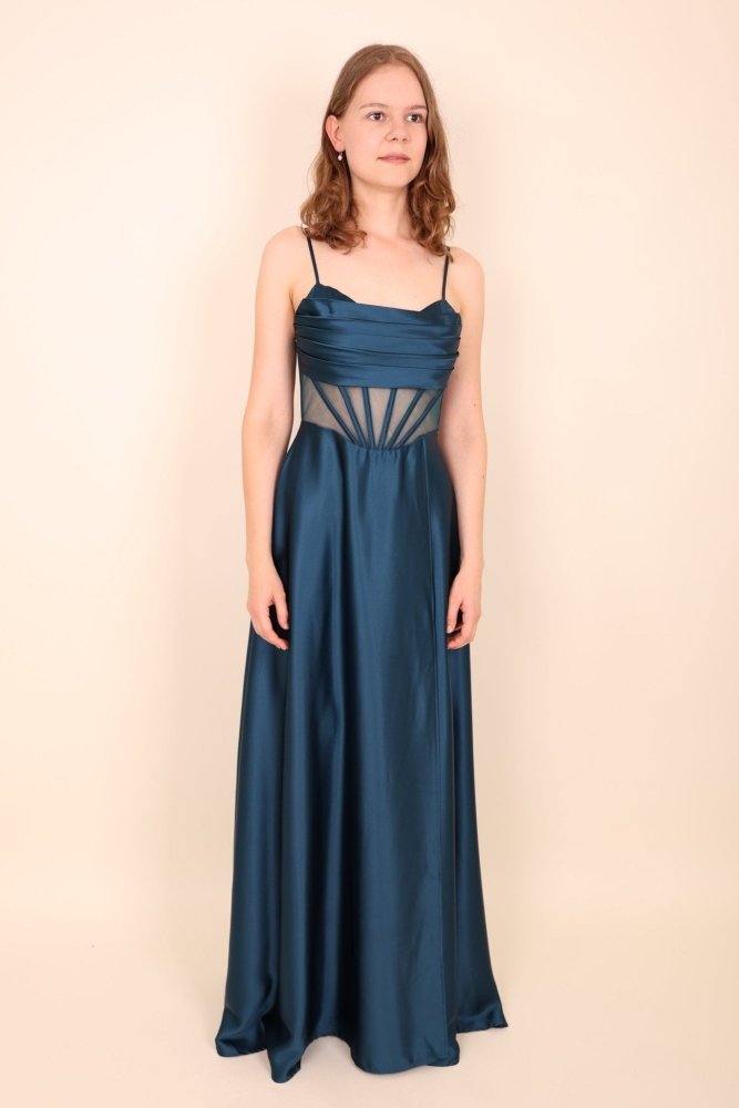 Ballkleid - Abendkleid mit Schnürung, petrol - Dein Kleiderladen