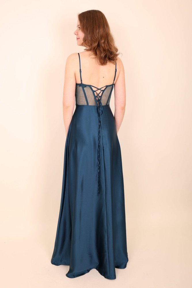 Ballkleid - Abendkleid mit Schnürung, petrol - Dein Kleiderladen