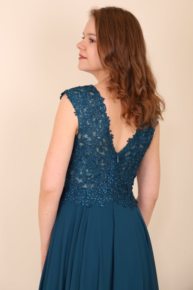 Ballkleid mit Ärmeln, petrol - Dein Kleiderladen