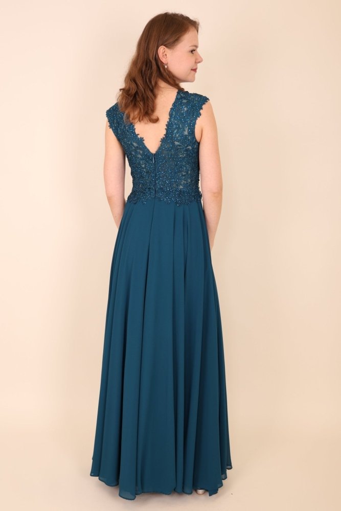 Ballkleid mit Ärmeln, petrol - Dein Kleiderladen